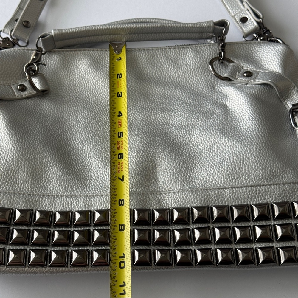 Silver Handbag with Studs Design |Shoulder Bag - Picture 10 of 11